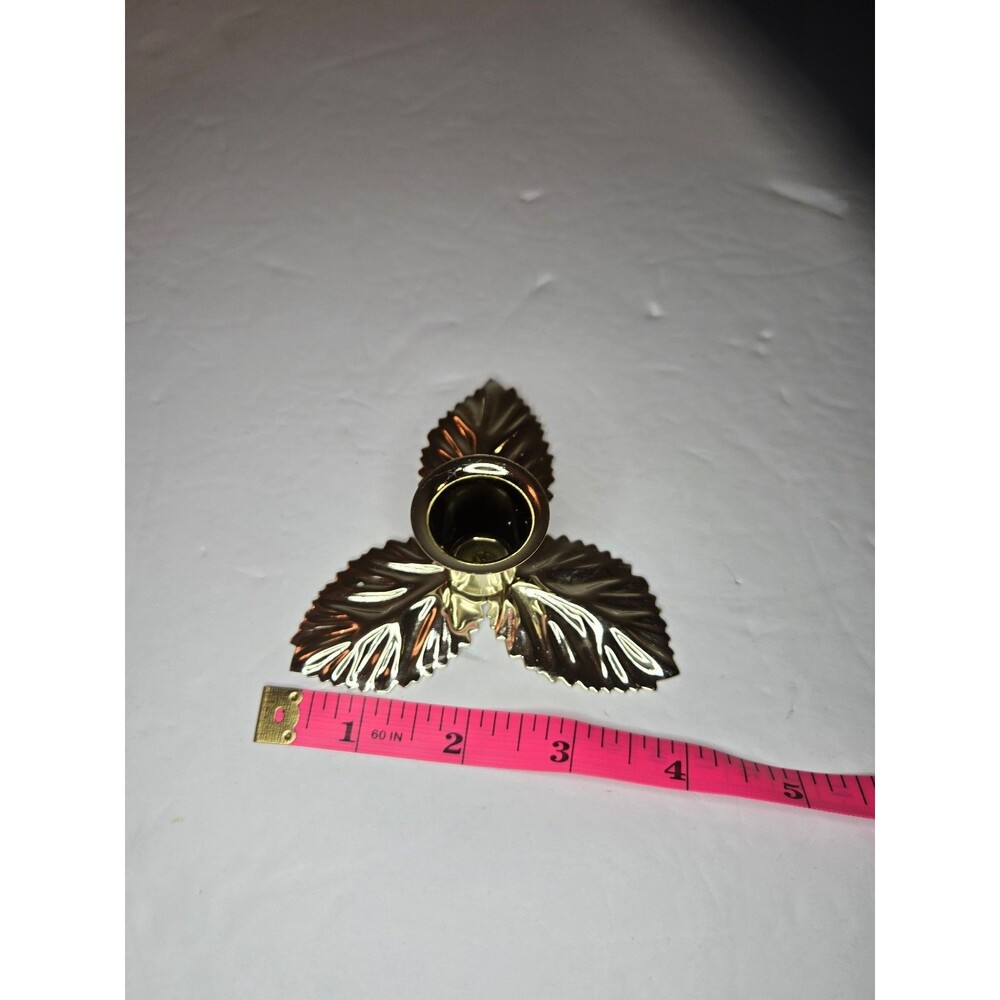 Brass Metal Candle Holder Leaf Design - Picture 9 of 10